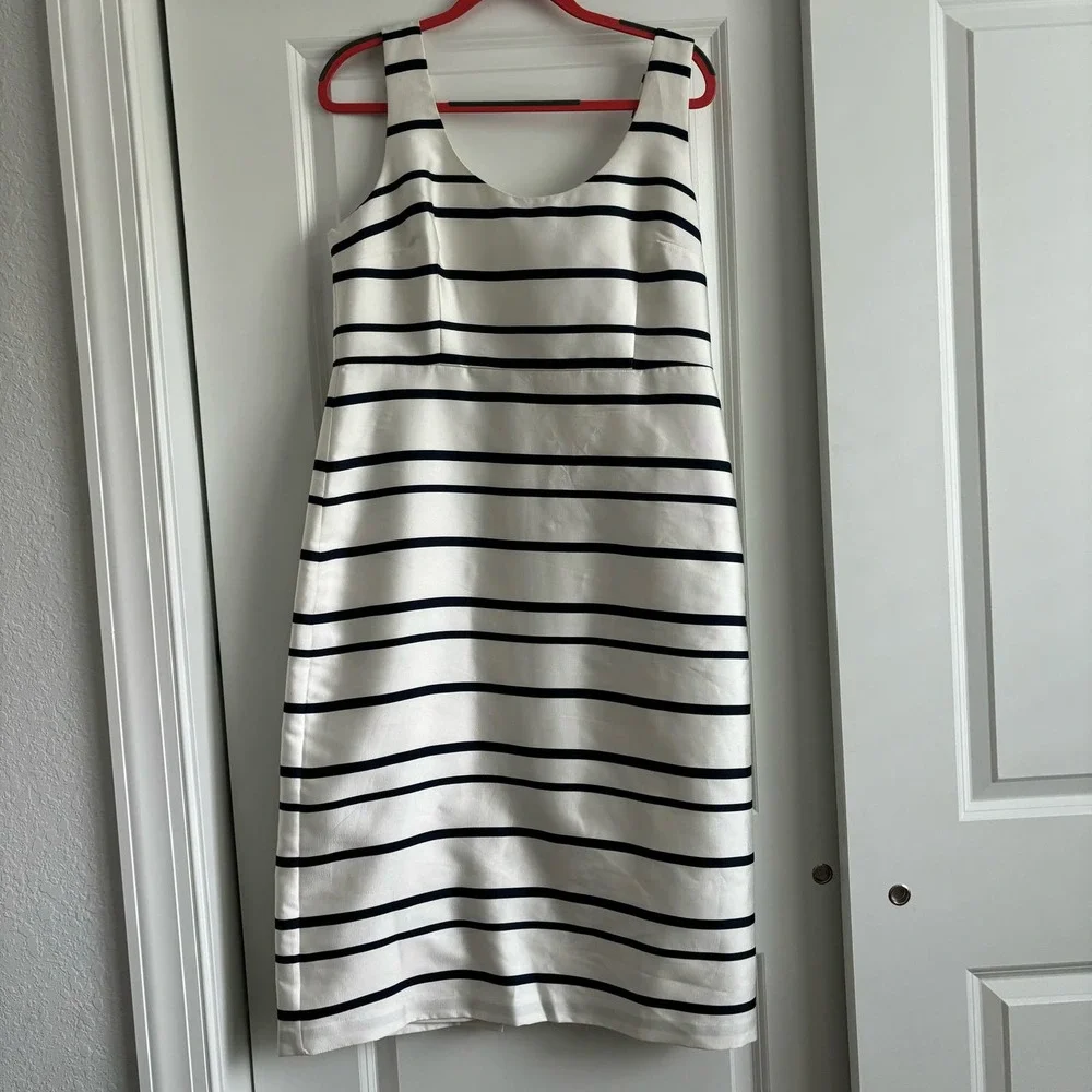 J. Crew Scoopneck Midi Dress in Jacquard Stripe
